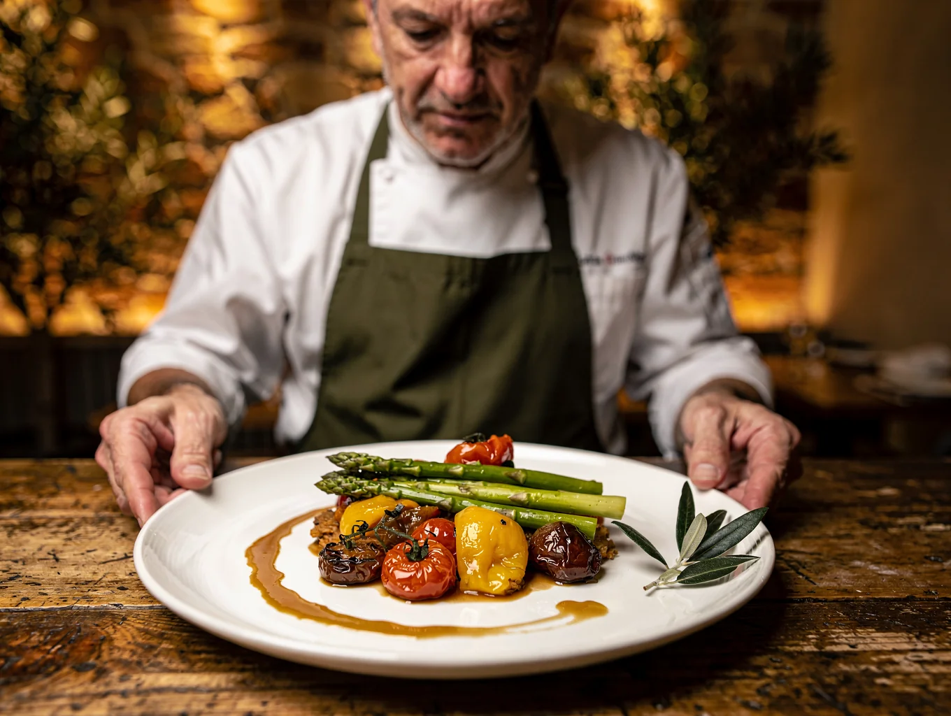 Executive Chef Marco Valli plating a seasonal Italian dish